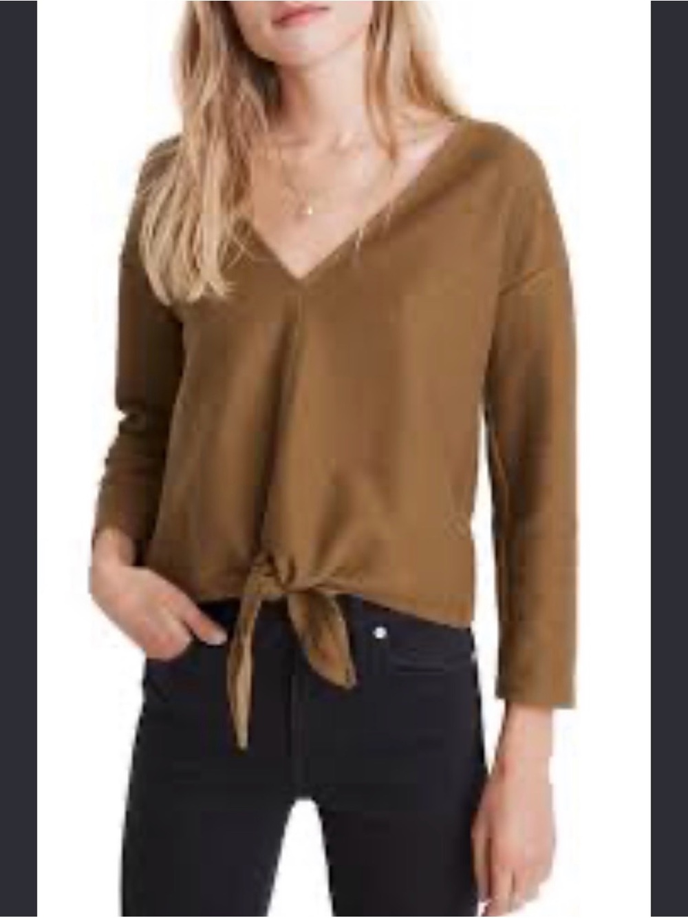 Madewell V-Neck Tie-Front Textured Top